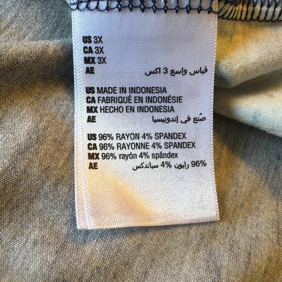 JM Collections Oaklyn Ornate Print Top Womens 3X Navy Turquoise Floral Silky - Picture 8 of 9